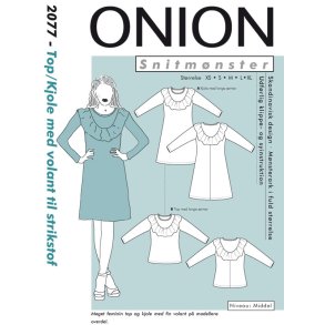 Onion 2077, Top/Kjole med volant til strikstof, str. xs-xl