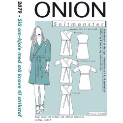 Onion 2079, Sl om-kjole med st krave til strikstof, str. xs-xl