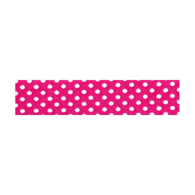 Skråbånd med prikker, pink/hvid, pr. m.