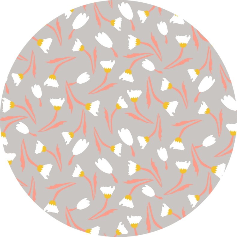 Kanvas stof med margueritter, lys gr�