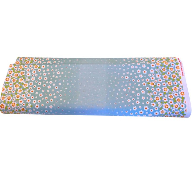 StofRest 1,8 m. Bomuldsstof med borderprint af margueritter