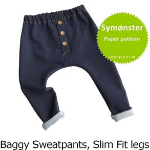 Baggy Sweatpants, Slim Fit legs, str. 86-116 cl. Symnster / paper pattern.