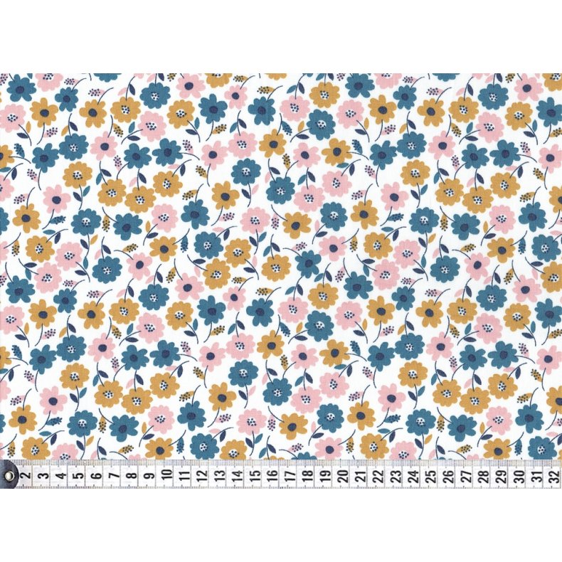 �kologisk Bomuldspoplin med sm� blomster