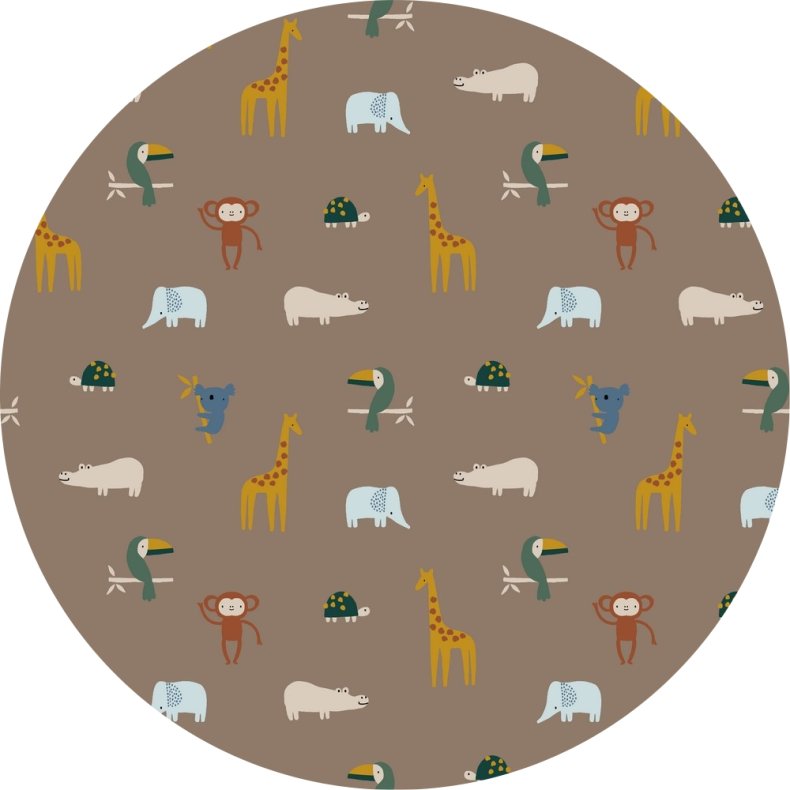 �kologisk bomuldsstof med zoo dyr