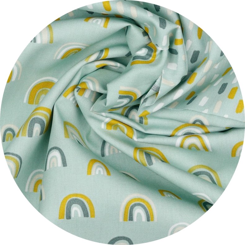 �kologisk Bomuldspoplin med regnbuer