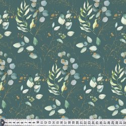 �kologisk Bomuldspoplin. Eucalyptus Leaves, dusty petrol