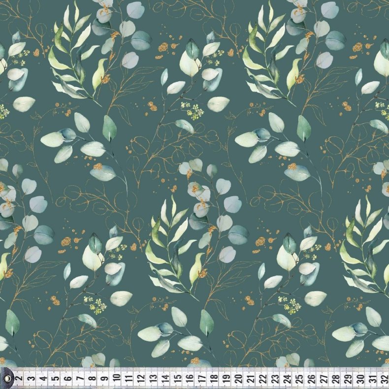 �kologisk Bomuldspoplin. Eucalyptus Leaves, dusty petrol