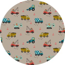 �kologisk Bomuldspoplin med traktor og gravko