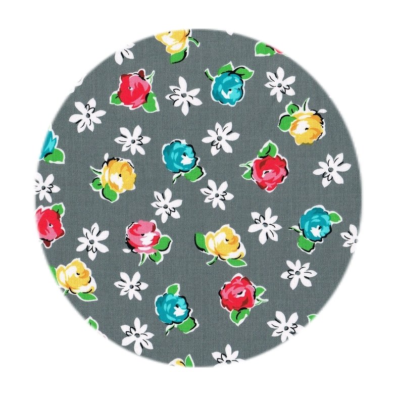 Bomuldsstof med blomster. Retro Rose, pr. m