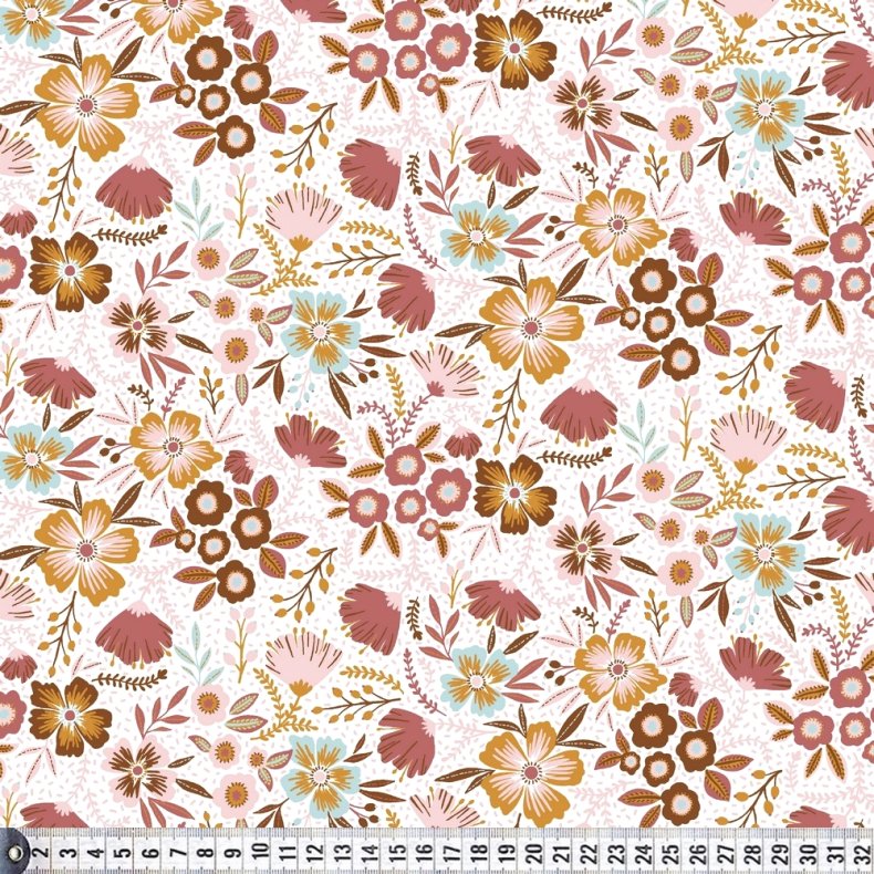 Bomuldspoplin med blomster