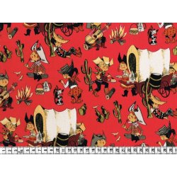 Bomuldsstof med Western motiv.  Chuckwagon, pr. m