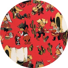 Bomuldsstof med Western motiv.  Chuckwagon, pr. m