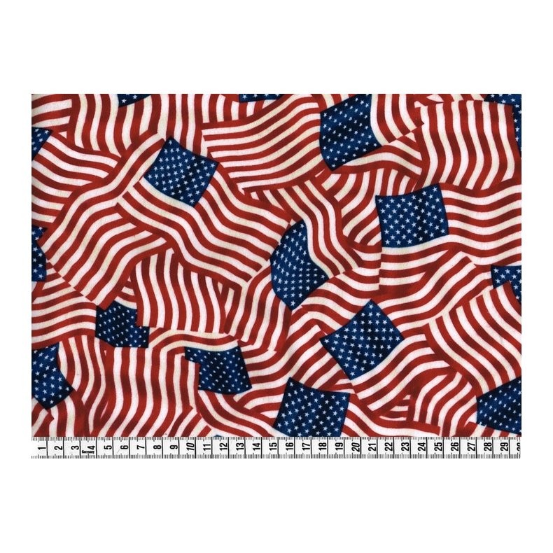 Bomuldsflonel stof amerikanske flag Stars and Stripes pr. m