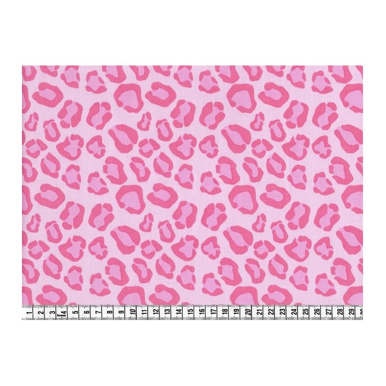 Bomuldsstof med leo-print i pink