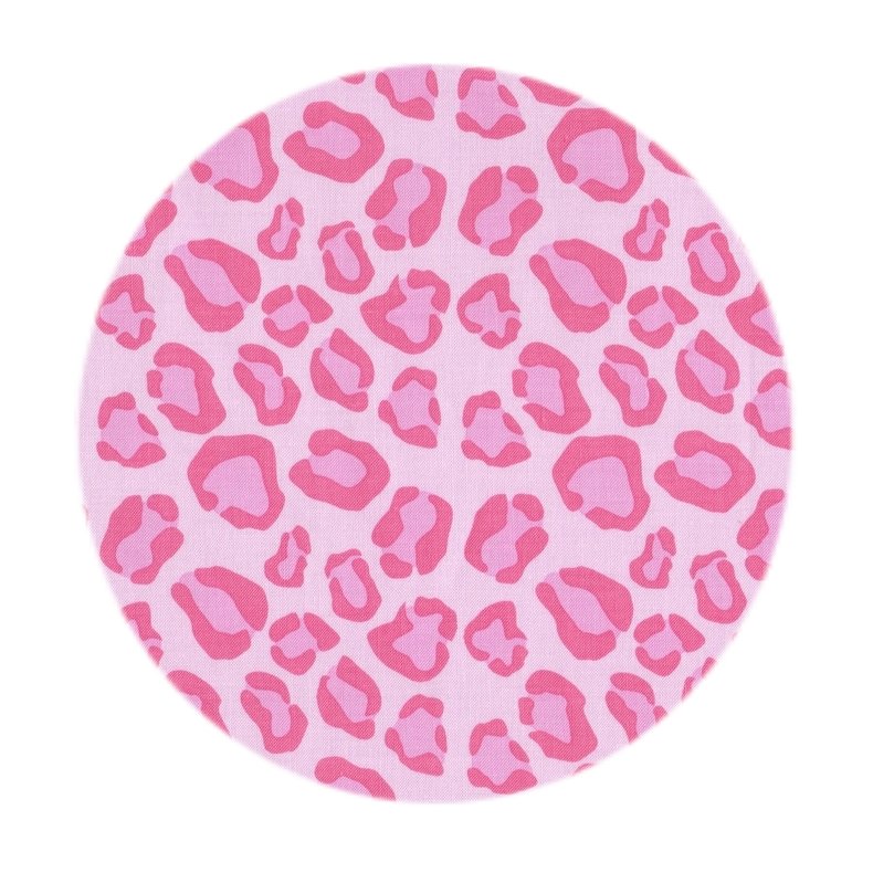 Bomuldsstof med leo-print i pink