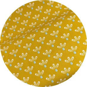 bomuldsstof med retro blomst