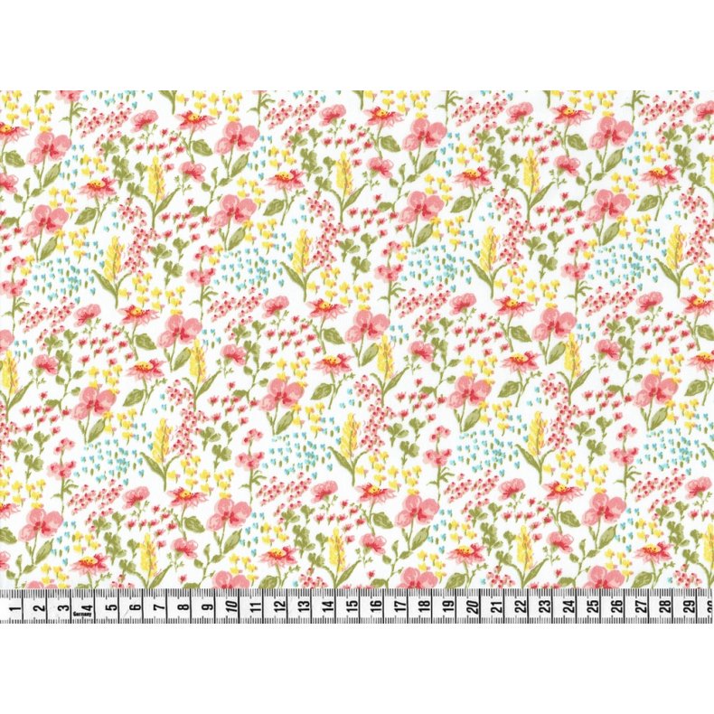 �kologisk Bomuldspoplin med sm� vilde blomster