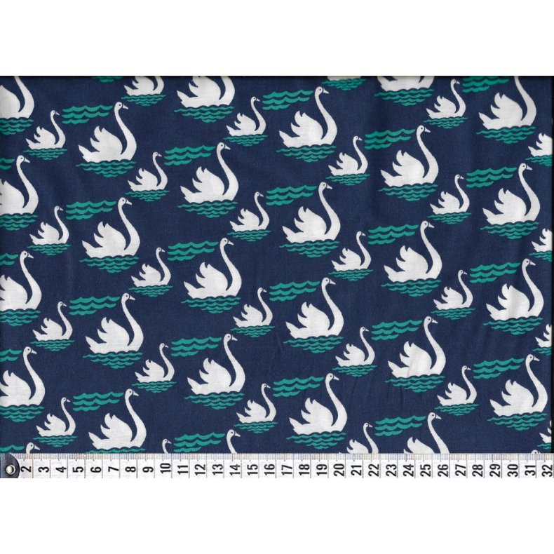 Bomuldsstof, Swan Dive, teal,  pr. m