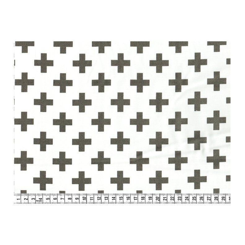 Stof, Swiss Cross in Grey, pr. m