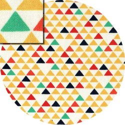 Bomuldsstof med trekanter i signalfarver, pr. m