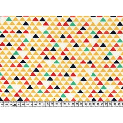 Bomuldsstof med trekanter i signalfarver, pr. m