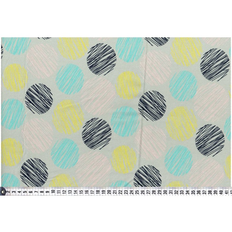 StofRest 0,85 m. kologisk jersey. Striped Circles