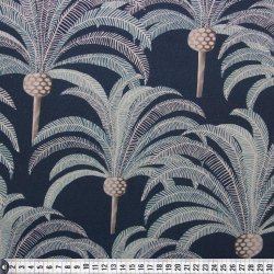 Kanvas stof med palmer p� m�rkbl� bund