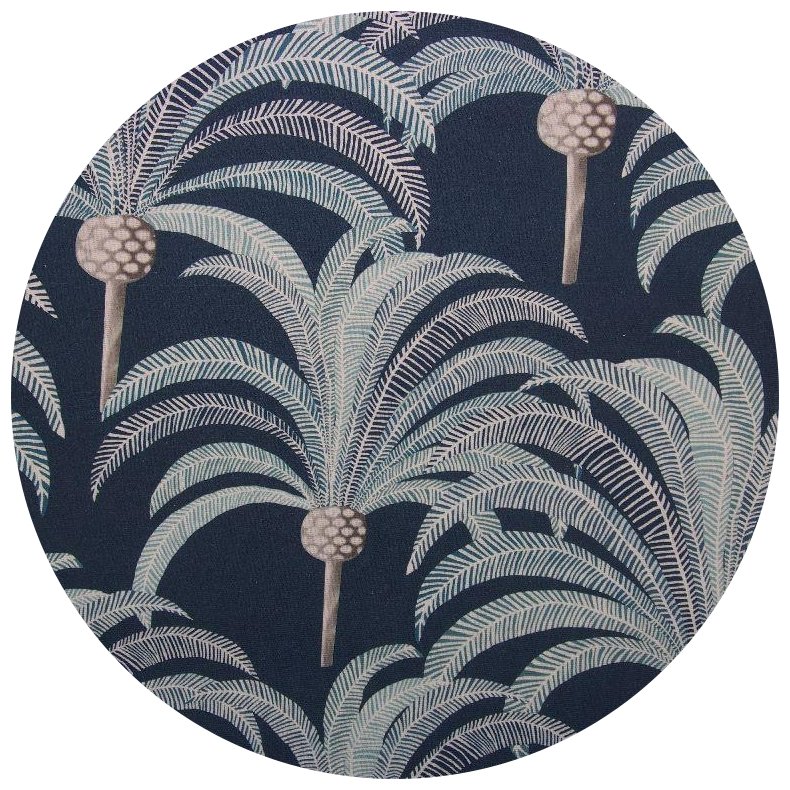 Kanvas stof med palmer p� m�rkbl� bund