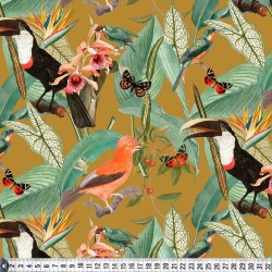 Kanvas stof med tropiske fugle