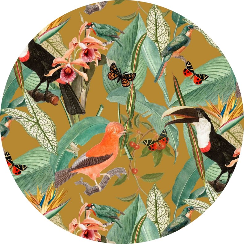 Kanvas stof med tropiske fugle