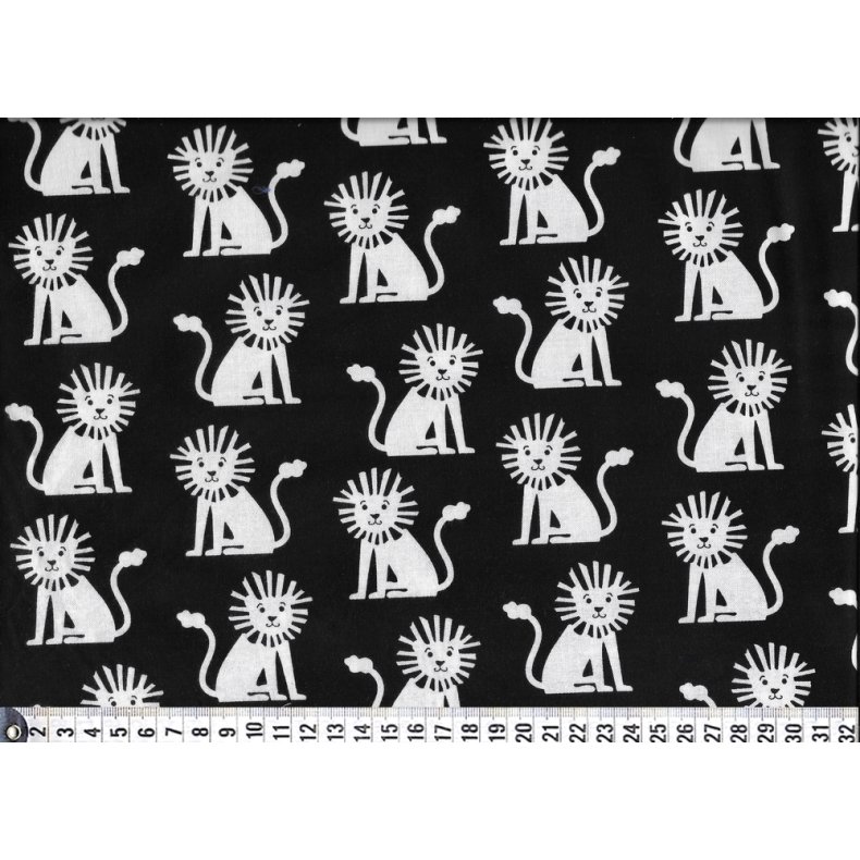 Bomuldsstof med lver. Mini Lions, pr. m.