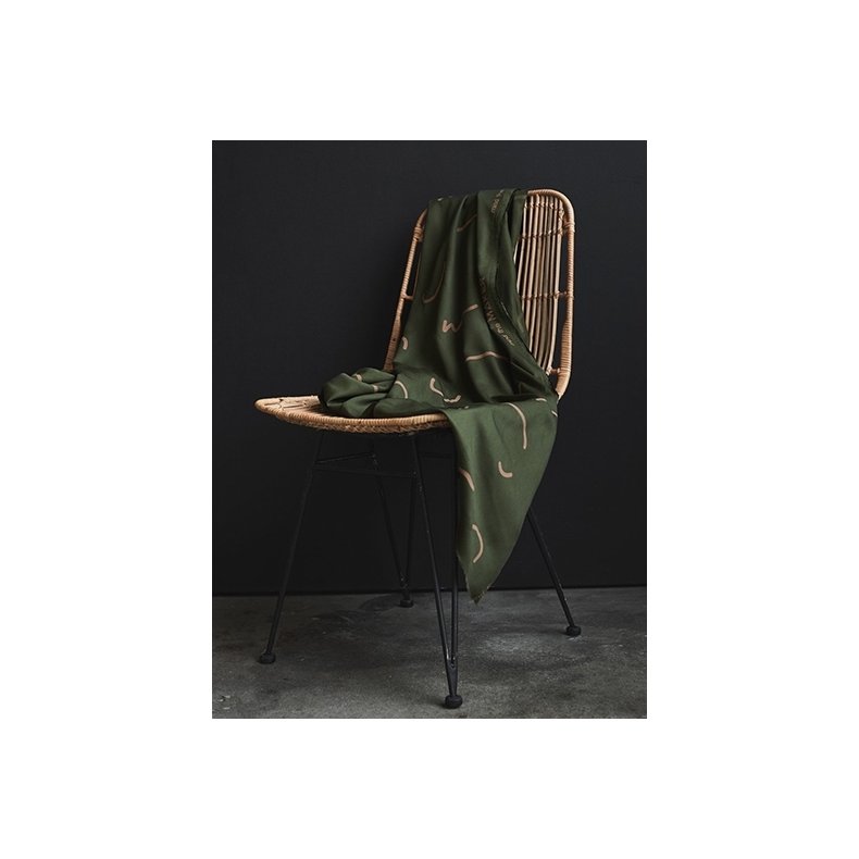 Fatsvvet Viskose Twill. Doodle Lines, flaskegrn, pr. m.