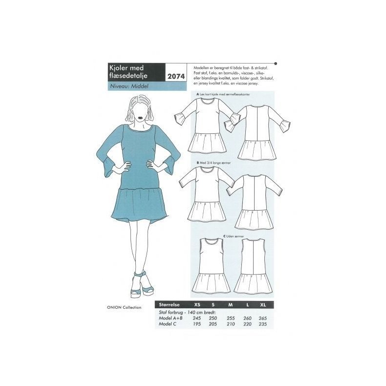 Onion 2074 Kjoler med flsedetalje str. xs-xl