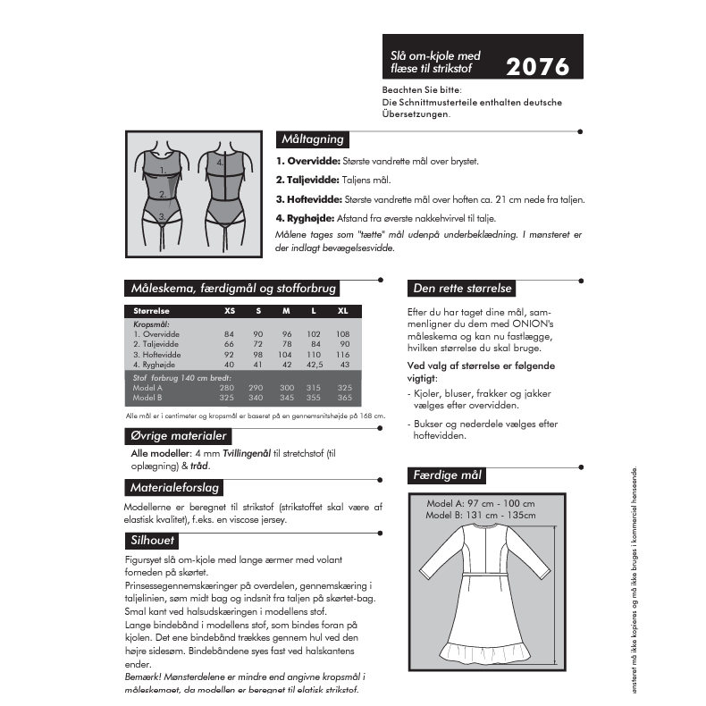 Onion 2076, Sl-om kjole med flse, str. xs-xl