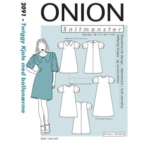 Onion 2091 Twiggy Kjole med ballonrme, str. xs-xl