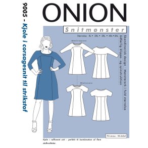 Onion 9005 Plusstrrelse. Kjole i corsagestil til strikstof, xl-5xl