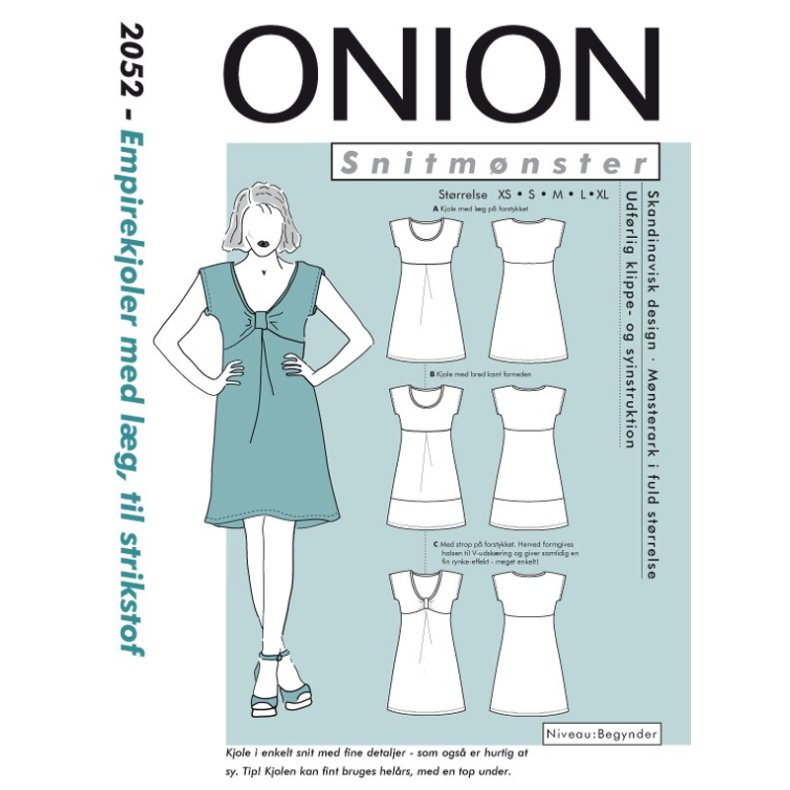 Onion 2052, Empirekjole med lg, til strikstof, str. xs-xl