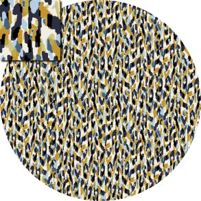 Let stof med stretch. Bricks in blue and ochre, pr. m.