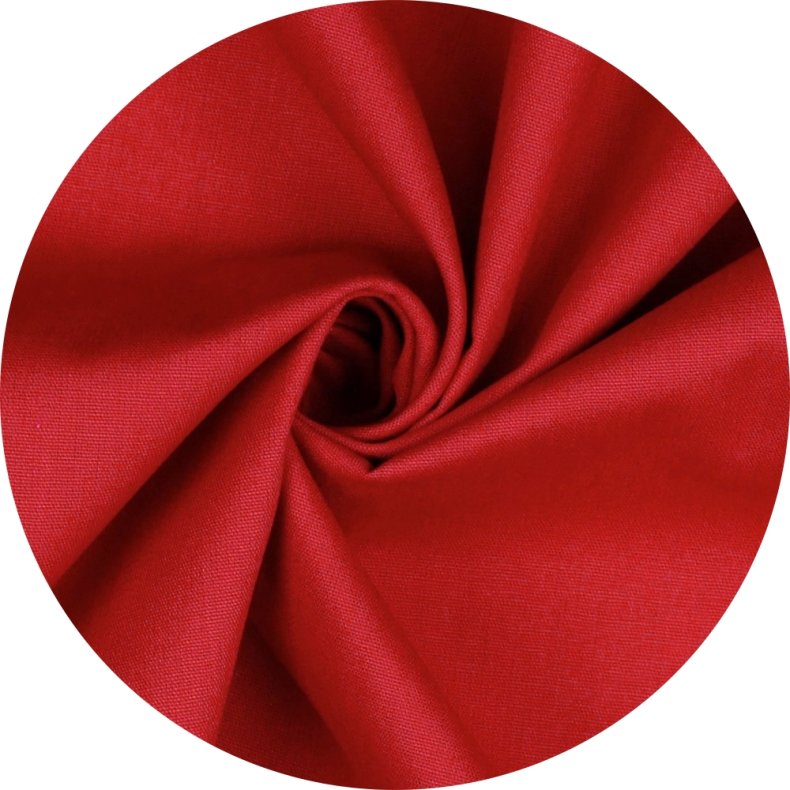 Bomuldsstof i ensfarvet rd, pr. m.