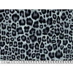 Bomuldsstof med leo-print i sort/hvid