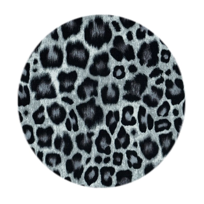 Bomuldsstof med leo-print i sort/hvid