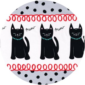 Bomuldsstof. Borderprint med katte, pr. m.