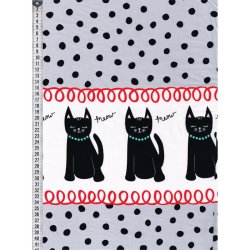 Bomuldsstof. Borderprint med katte, pr. m.