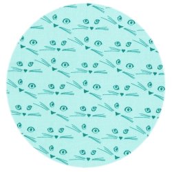 Bomuldsstof m. katteansigter. Cattitude, pr. m.