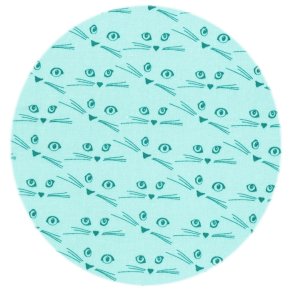 Bomuldsstof m. katteansigter. Cattitude, pr. m.