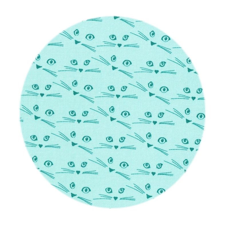 Bomuldsstof m. katteansigter. Cattitude, pr. m.