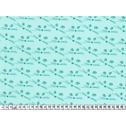 Bomuldsstof m. katteansigter. Cattitude, pr. m.