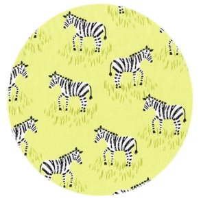 DesignerStof med zebraer p� citrongul bund