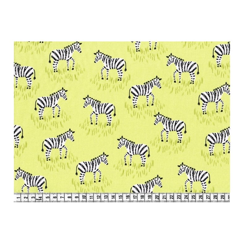 DesignerStof med zebraer p� citrongul bund