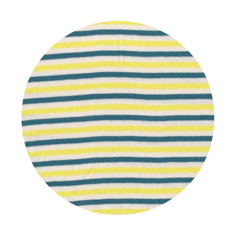 RibStof. Striber i gul, petrol og r�hvid, pr. m.